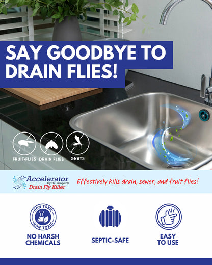 Drain Fly Killer by Dr. Pooper - Eliminates Gross Drain Flies & Sewer Flies in Sinks & Drains - No Harsh Chemicals & Made in USA