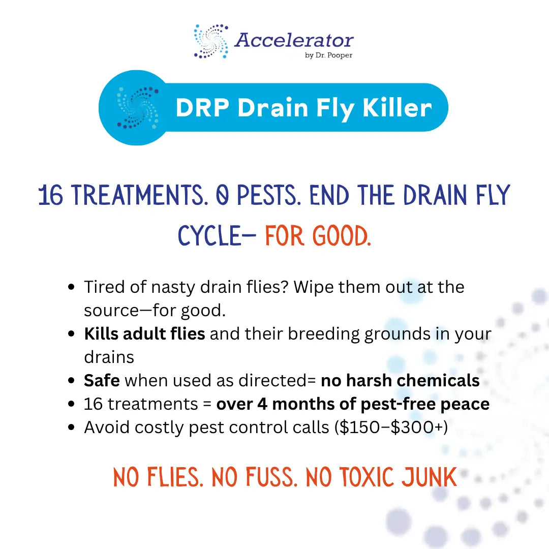 Drain Fly Killer by Dr. Pooper - Eliminates Gross Drain Flies & Sewer Flies in Sinks & Drains - No Harsh Chemicals & Made in USA
