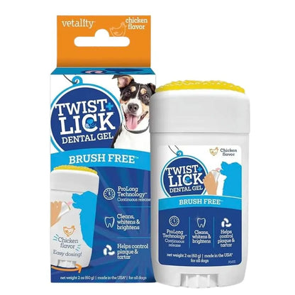 Twist+Lick Dental Gel for Dogs - Brush Free - Prolong Technology - Cleans Whitens Brightens - Controls Plaque & Tartar - Mess-Free Dental Care
